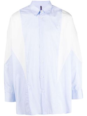 OAMC panelled striped organic cotton shirt - Blue