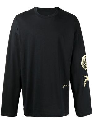 OAMC rose-print long-sleeve cotton T-shirt - Black