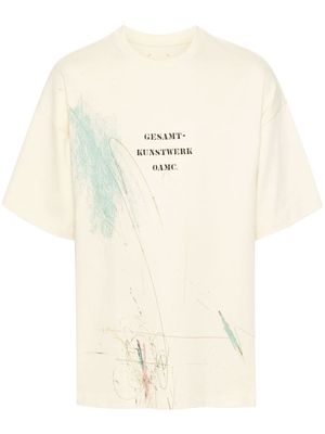 OAMC Scribble organic cotton T-shirt - Yellow