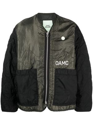 OAMC slogan-print quilted jacket - Black