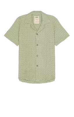 OAS Dusty Green Cuba Waffle Shirt in Green