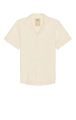 OAS Ecru Cuba Waffle Shirt in Cream