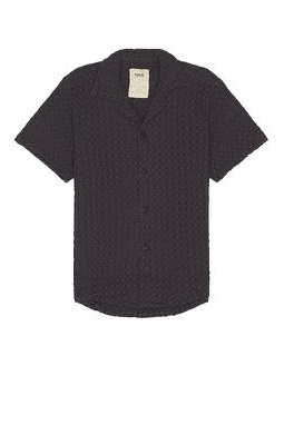 OAS Nearly Black Cuba Waffle Shirt in Black