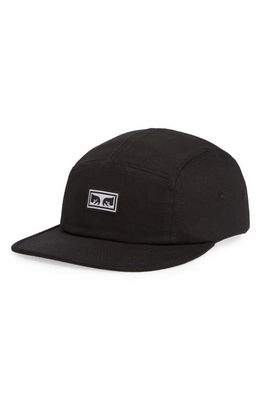 Obey 5 Panel Twill Cap in Black 