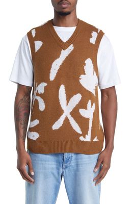 Obey Amir V-Neck Sweater Vest in Catechu Wood Multi