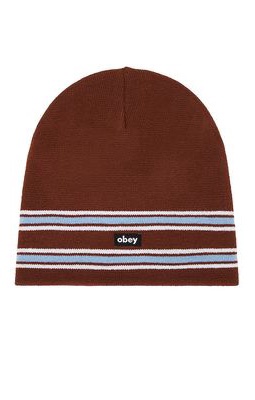 Obey Bass Beanie in Brown.