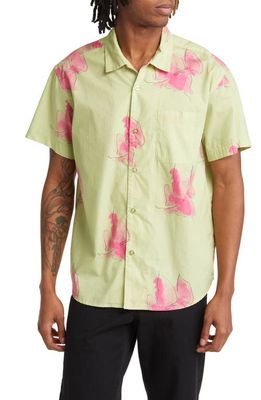Obey Bells Short Sleeve Button-Up Shirt in Celery Juice Multi