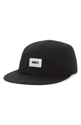 Obey Bold Label Five-Panel Organic Cotton Hat in Black