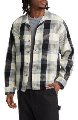 Obey Bruce Plaid Button-Up Overshirt in Unbleached Multi