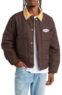 Obey Chisel Quilted Jacket in Java Brown Multi