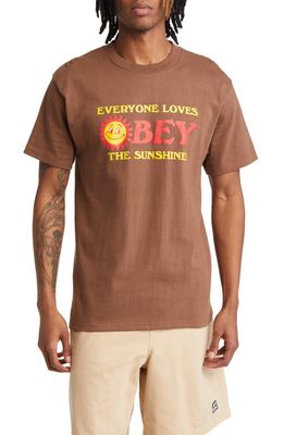 Obey Everyone Loves Sunshine Graphic T-Shirt in Silt