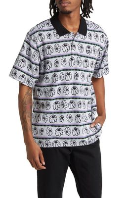 Obey Expand Floral Jacquard Cotton Polo in Black Multi