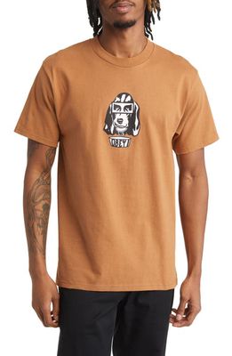 Obey Hound Cotton Graphic Tee in Brown Sugar-Brs