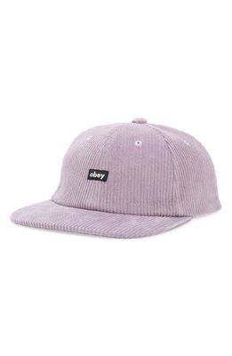 Obey Label Corduroy Baseball Cap in Wineberry