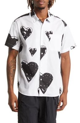 Obey Loveless Regular Fit Short Sleeve Cotton Button-Up Shirt in White Multi-Wtm