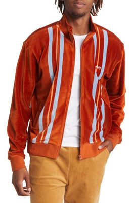 Obey Men's Provencal Stripe Velour Zip-Up Jacket in Bombay Bro