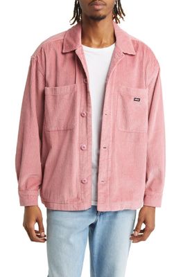 Obey Monte Corduroy Button-Up Shirt Jacket in Vintage Pink-Pin