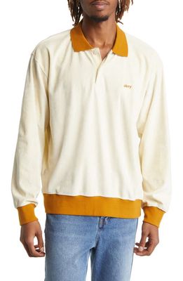 Obey Neue Contrast Long Sleeve Polo Sweatshirt in Unbleached-Ubl