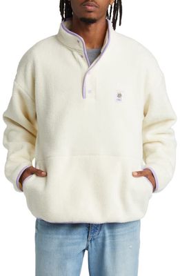 Obey Rays Oversize Quarter Snap Fleece Pullover in Unbleached