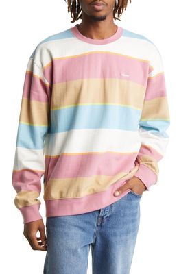 Obey Resol Stripe Crewneck Sweatshirt in Vintage Pink Multi