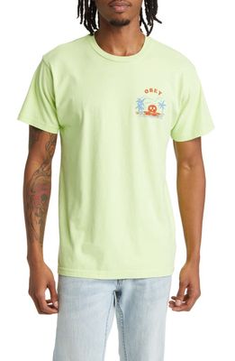 Obey Sunset Organic Cotton Graphic T-Shirt in Celery Juice