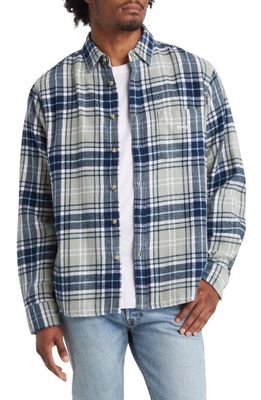 Obey Terrace Plaid Flannel Button-Up Shirt in Iceberg Green Multi