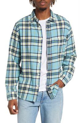 Obey Vince Regular Fit Plaid Flannel Button-Up Shirt in Arctic Blue