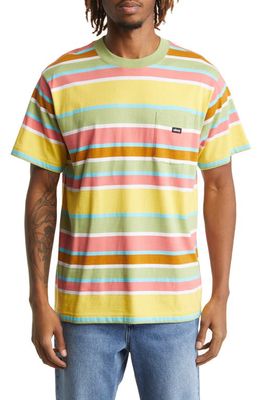 Obey Wedge Stripe Pocket T-Shirt in Bay Leaf Multi-Blf