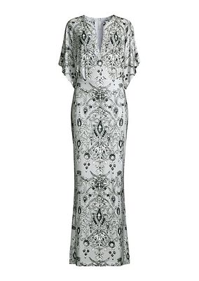 Obie Printed Jersey Gown
