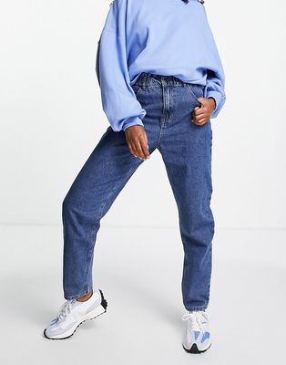 Object cotton high waist straight leg jeans-Blues