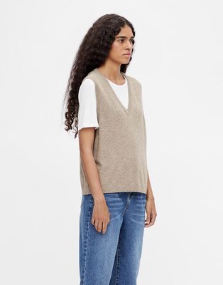 Object knit sweater vest in camel-Brown
