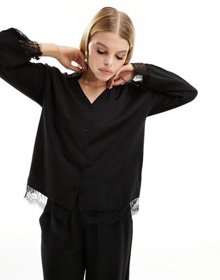 Object lace detail shirt in black - part of a set