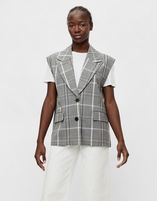 Object tailored vest in gray plaid - part of a set - gray-Grey