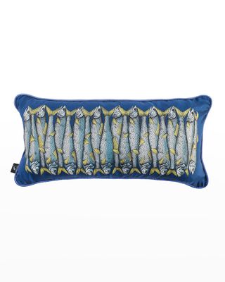 Oblong Silk/Cotton Pillow - Sardine Blue