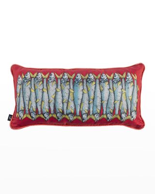 Oblong Silk/Cotton Pillow - Sardine Red