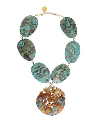 Ocean Jasper Carved Jade Necklace