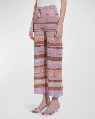 Oceania Striped Pointelle-Knit Cropped Pants
