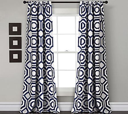 Octagon Blocks Set of 2 Room-Darkening Curtains by Lush Decor