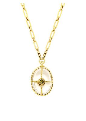 Octave 24K-Gold-Plated, Rock Crystal & Garnet Pendant Necklace