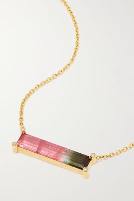 Octavia Elizabeth - 18-karat Gold, Tourmaline And Diamond Necklace - Pink