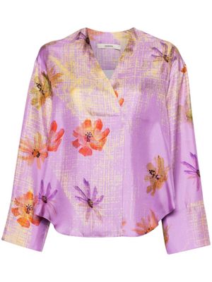 Odeeh floral-print silk blouse - Purple