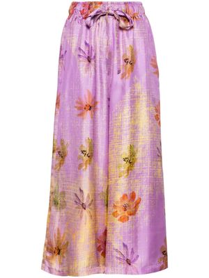 Odeeh floral-print wide-leg trousers - Purple