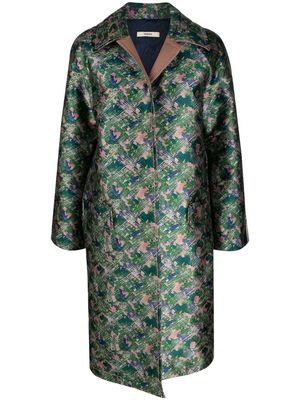 Odeeh graphic-print mid-lenght coat - Green