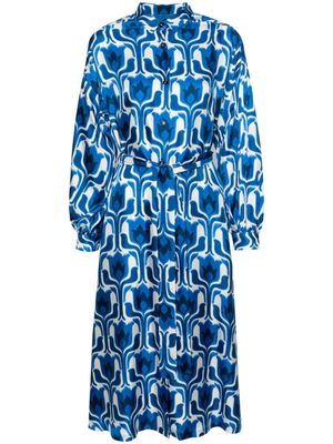 Odeeh graphic-print silk dress - Blue