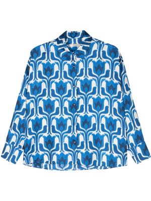 Odeeh graphic-print silk shirt - Blue