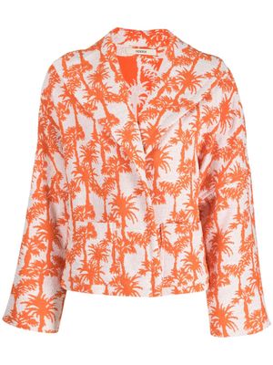 Odeeh palm-tree-print jacket - Orange