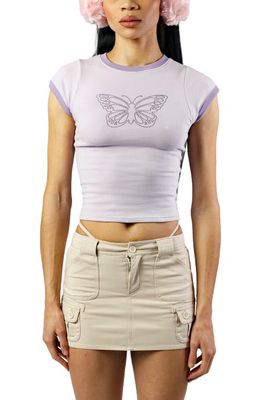 O'Dolly Dearest The Mariah Butterfly Crop T-Shirt in Purple