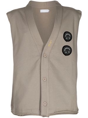 Off Duty fine-knit button-up vest - Brown