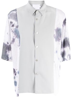 Off Duty tie-dye print perforated shirt - Green