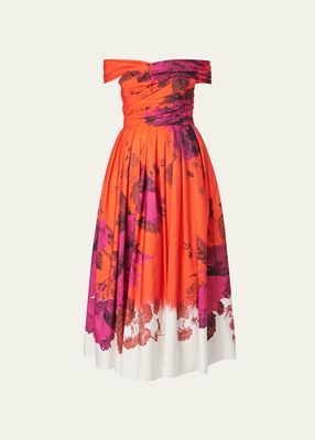 Off-Shoulder Floral Print Cocktail Dress